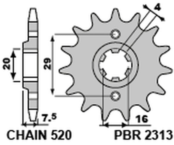 PBR Steel Standard Front Sprock 2313 - 520 2313 15 18NC