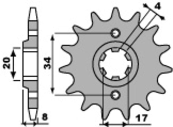 PBR Steel Standard Front Sprock 267 - 520 267 14 18NC