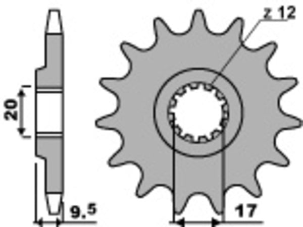 PBR Steel Standard Front Sprock 7005 - 420 7005 14 18nc