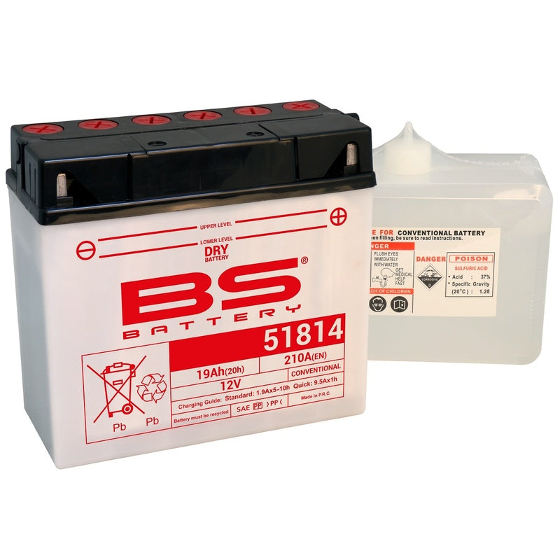 BS Battery Battery Conventional With Acid Pack - 51814 (12C16A -3B)