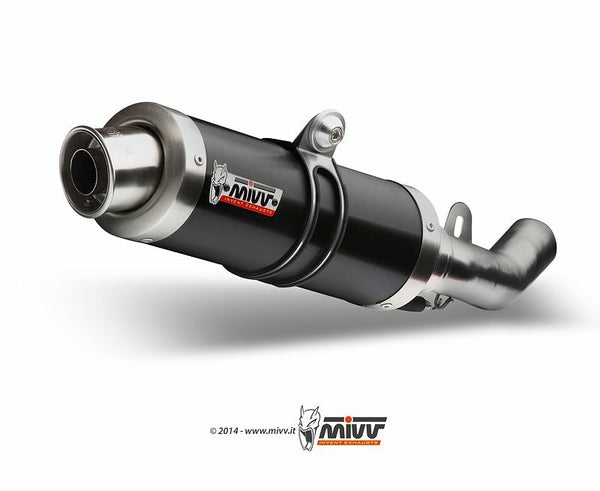 MIVV GP Full Exhaust System - Yamaha Y.047.LXB i svart finish, sportigt avgassystem för motorcykel, perfekt för prestanda och stil.