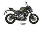 Sidovy av Kawasaki Z650 utrustad med MIVV Delta Race Full Exhaust System 00.73.K.044.LDRB, optimerad för kraft och stil.