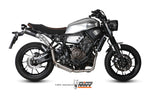 MIVV Ghibli Full Exhaust System monterat på Yamaha XSR 700 00.73.Y.052.LGB, visar sportig design och förbättrad avgassystemintegration.