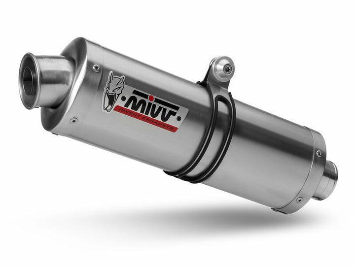 MIVV Oval Stainless Steel Silencer med rostfri slutkåpa, lös ljuddämpare för Suzuki S.042.LX2. Idealisk för fordonstillbehör och avgassystem.