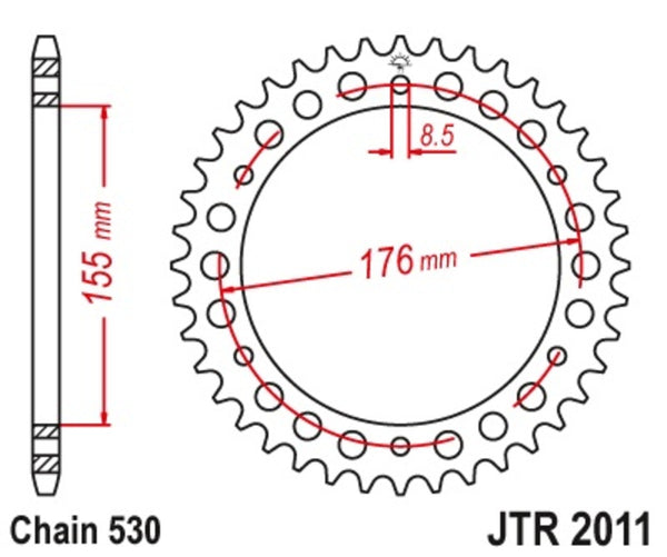 JT Sprockets Steel Standard Rakey Sprock 2011 - 530 JTR2011.44