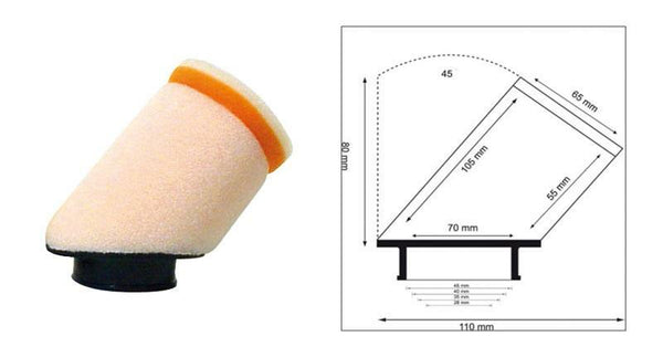 Twin Air Air Filter Cilindrical 45 ° Ø28mm - 158977