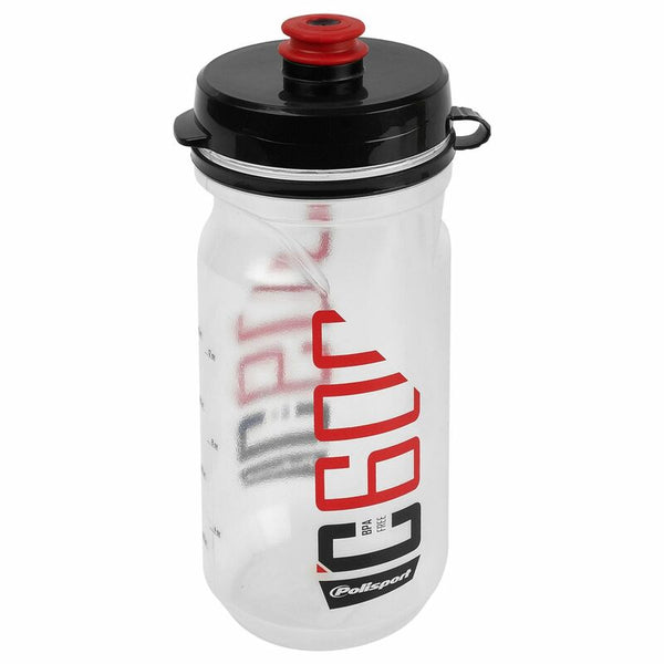 Police Port Water Bottle C600 Clear/Black/Red Clip On Cap 600ml 86448001
