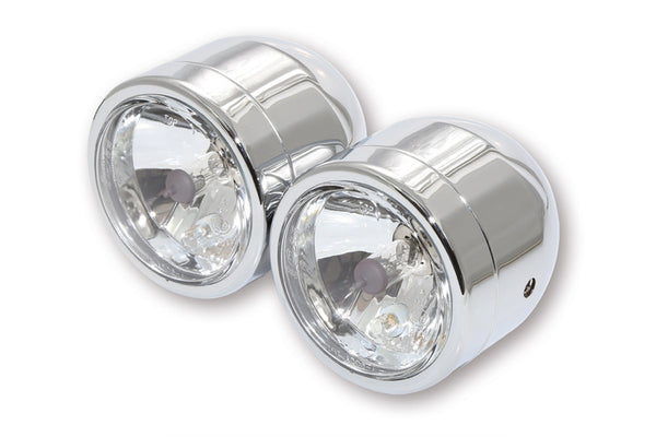 Shin Yo Set With 2 Chrome Headlights High Beam + Dipped Beam E-Approved 223-334