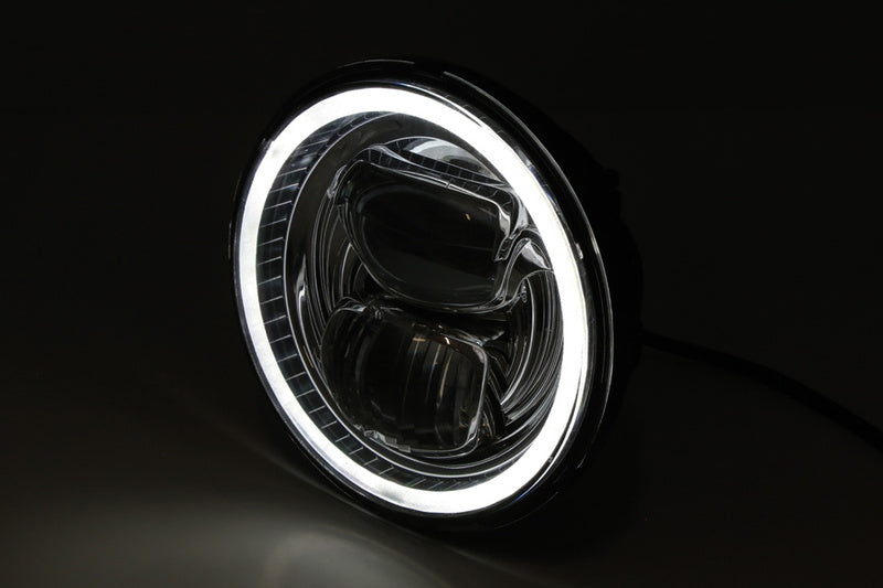 Highsider LED Main Head Light Insert Type7 With Side Light Ring, Round, Chrome, 5 3/4 ”226-020