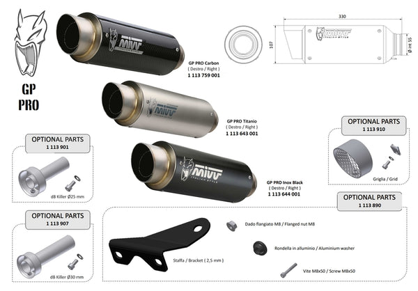 MIVV GP Pro Universal Silencer - дясна страна 00.73.ku.sxbp