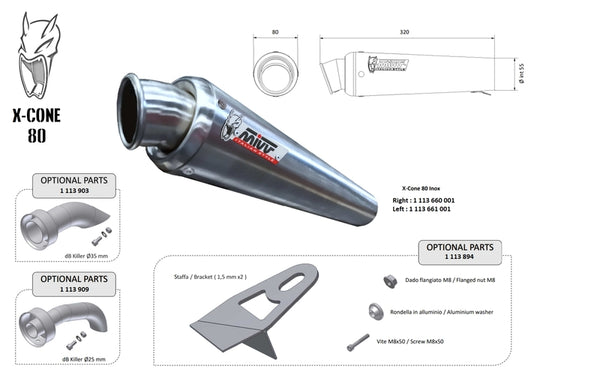 MIVV X -CONE 80 Universal Silencer - лява страна 00.73.ku.sc1