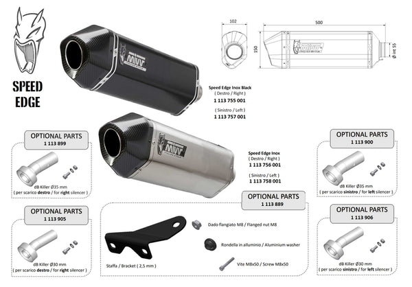 MIVV Speed ​​Edge Universal Silencer - лява страна 00.73.ku.m.srx