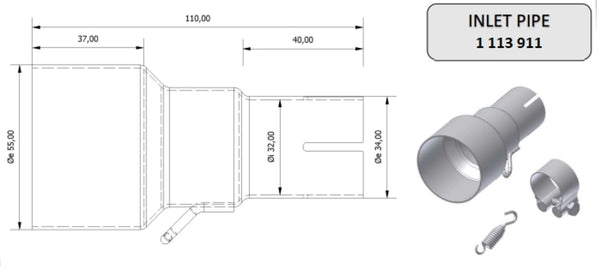 MIVV входяща тръба 55> 32 mm 00.73.ku.001