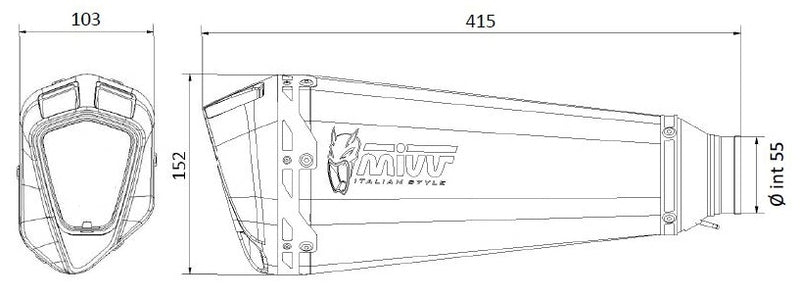 Mivv Delta Race Universal Mufler Black Satinless Steel / Carbon - дясна страна 00.73.ku.m.sdrb