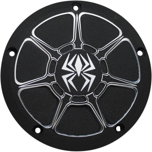 Капак на съединителя на Rkluse Derby - алуминиева черна бръчка - Harley Davidson RMS -0515006