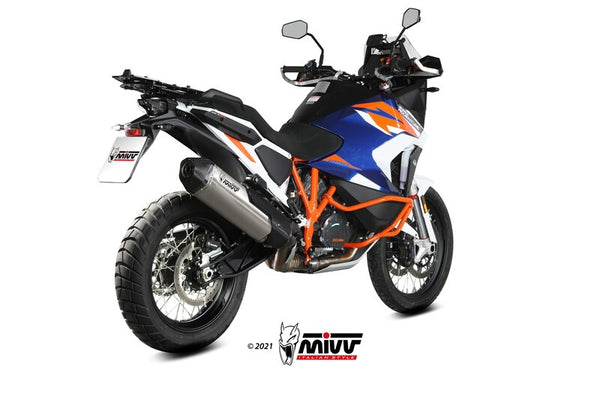 MIVV Speed Edge Silencer monterad på KTM 1290 Super Adventure R med sportig design och robust konstruktion för optimal prestanda.