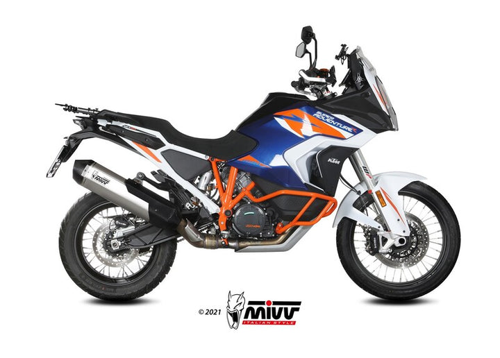 KTM 1290 Super Adventure R utrustad med MIVV Speed Edge Silencer KT.027.LRT, perfekt för förbättrad ljudnivå och effekt.