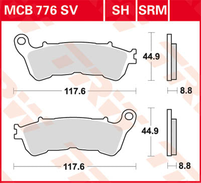 TRW спирачна подложка Sinter Scooter 125+ MCB776SRM
