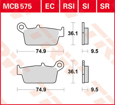 TRW спирачна подложка Органична офроуд MCB575EC
