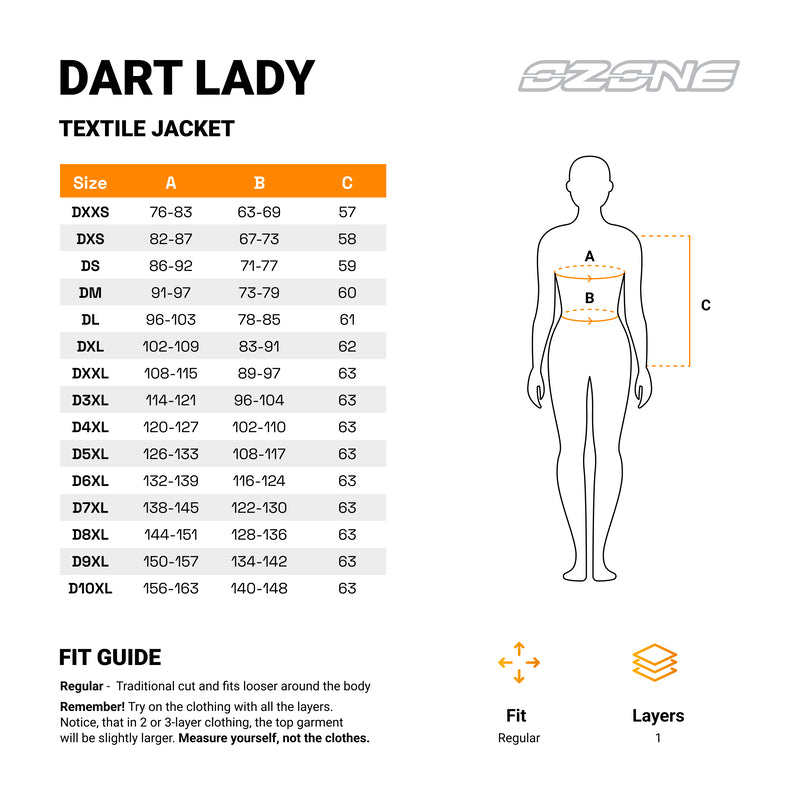 Ozone lady textile mc-jacket dart black