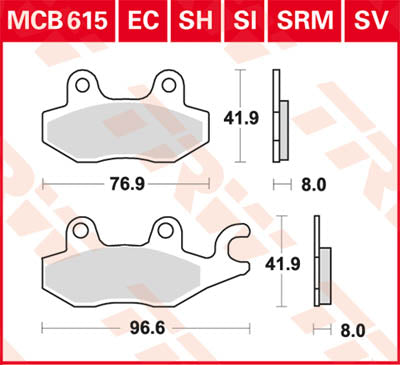 TRW спирачна подложка TRW MCB615SV MCB615SV