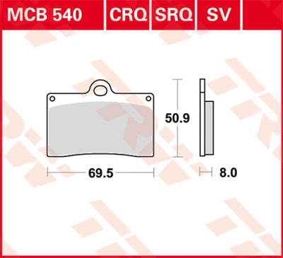 TRW спирачна подложка TRW MCB540SV MCB540SV