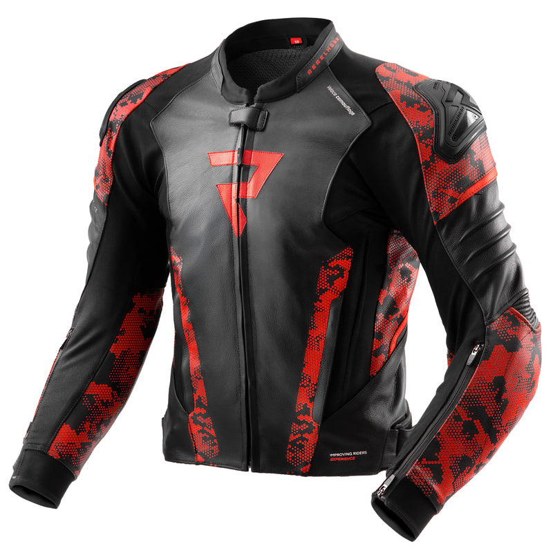 Rebelhorn Mc-Leather Jacket Veloce Black /Camo Red