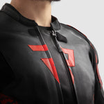 Rebelhorn Mc-Leather Jacket Veloce Black /Camo Red