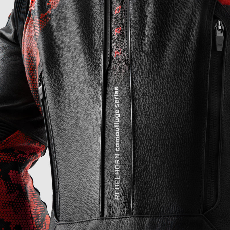 Rebelhorn Mc-Leather Jacket Veloce Black /Camo Red