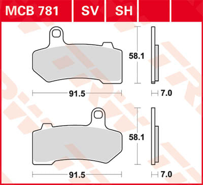 TRW спирачна подложка TRW MCB781SH MCB781SH