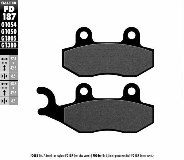 Galfer Brake Pad Semi Metal Scooter FD187G1050