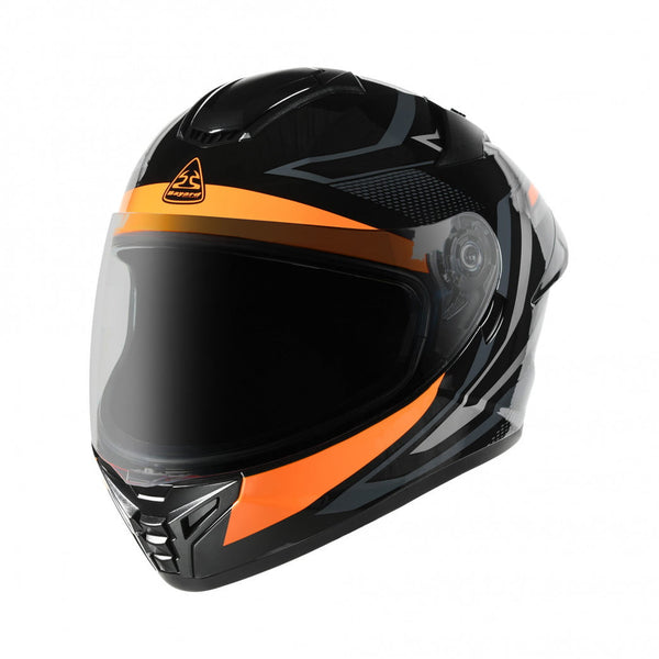 Bayard Integral Mc-Hjälm SP-68 S Dragon i svart och orange med aerodynamisk design och visir. Perfekt för säker motorcykelkörning i stad och landsväg.