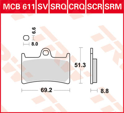 TRW спирачна подложка Състезание Sinter Race Longlife MCB611SCR