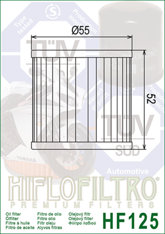 HIFLOFILTRO Oil Filter - HF125 HF125