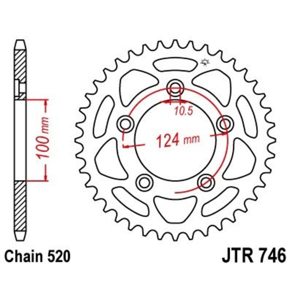 JT Sprock's Steel Standard Rear Sprock 746 - 520 JTR746.46