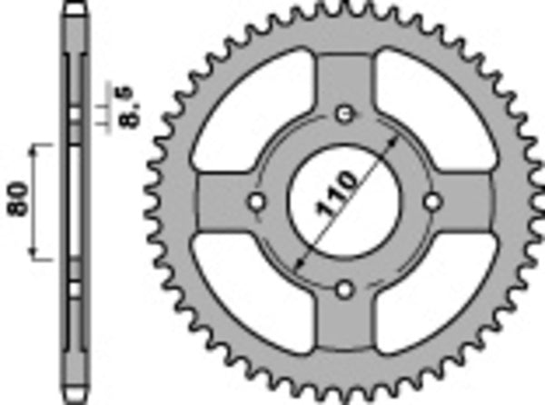 PBR Standard C45 Steel задно зъбче 4597 - 428 4597 41 C45