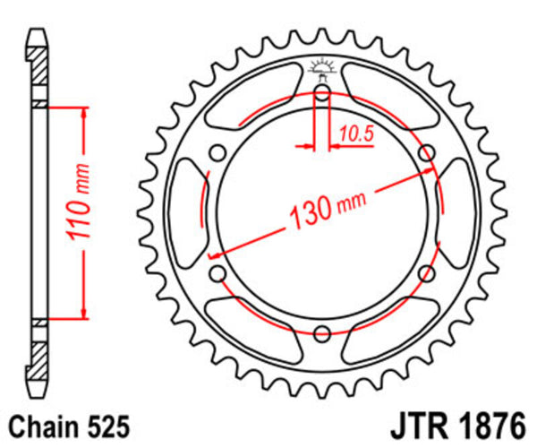 JT Sprock's Steel Standard Rear Sprock 1876 - 525 JTR1876.46