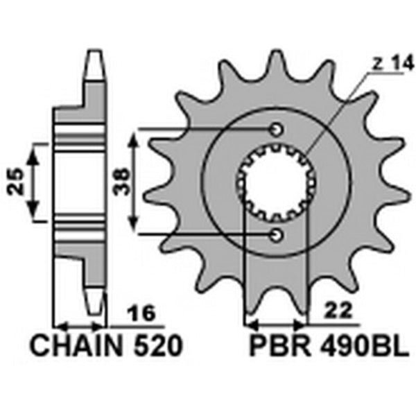 PBR Steel Standard Front Spook 490BL - 520 490BL 15 18nc