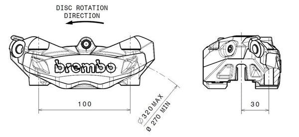 Brembo M4 Преден ляв спирачен апарат Естествен Ø32mm 920.B690.07