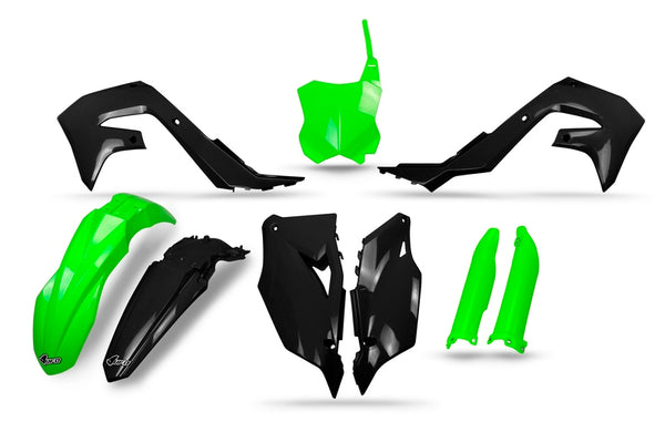 Комплект за НЛО Пластмаси Черно/неоново зелено - Kawasaki Kakit228@111