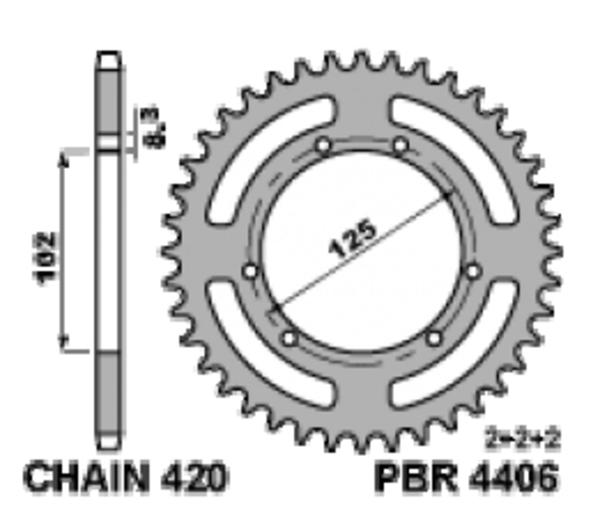 PBR Standard Steel Reary Sprock 4406 - 420 4406 50 F