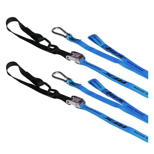 RFX Race Series 1.0 Tie Downs (Blue/Black) With Extra Loop & Carabines Clip FXTD3000055BU