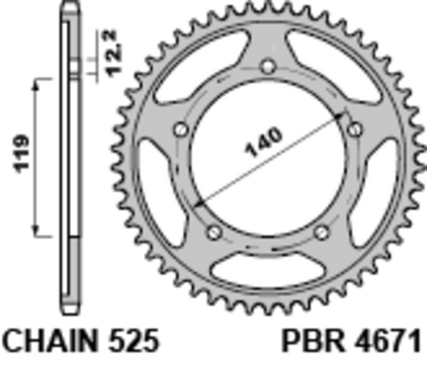 PBR Steel Standard заден Spropet 4671 - 525 4671 44 C45