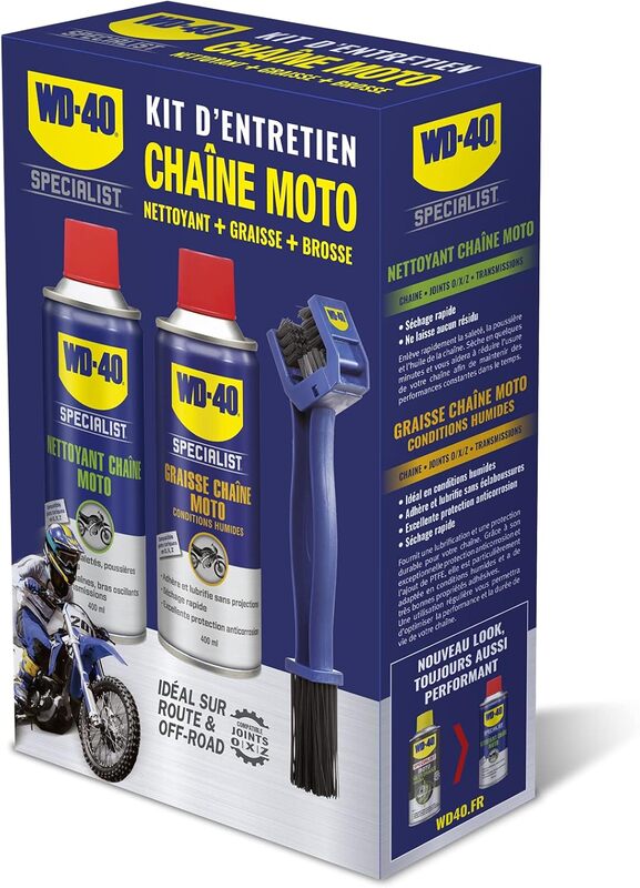 WD -40 Специализиран комплект за поддръжка на мотоциклетната верига - 2x спрей 400ml 33841/122