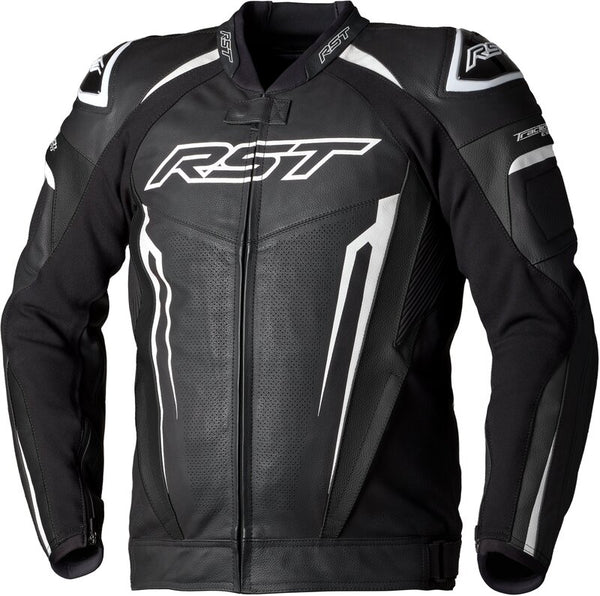 RST TRACTECH EVO 5 Leather Jacket Men - Black/White/Black 103437WHI -46