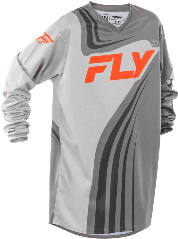 Fly Racing F-16 Youth Jersey-Gray/Orange 378-223yl