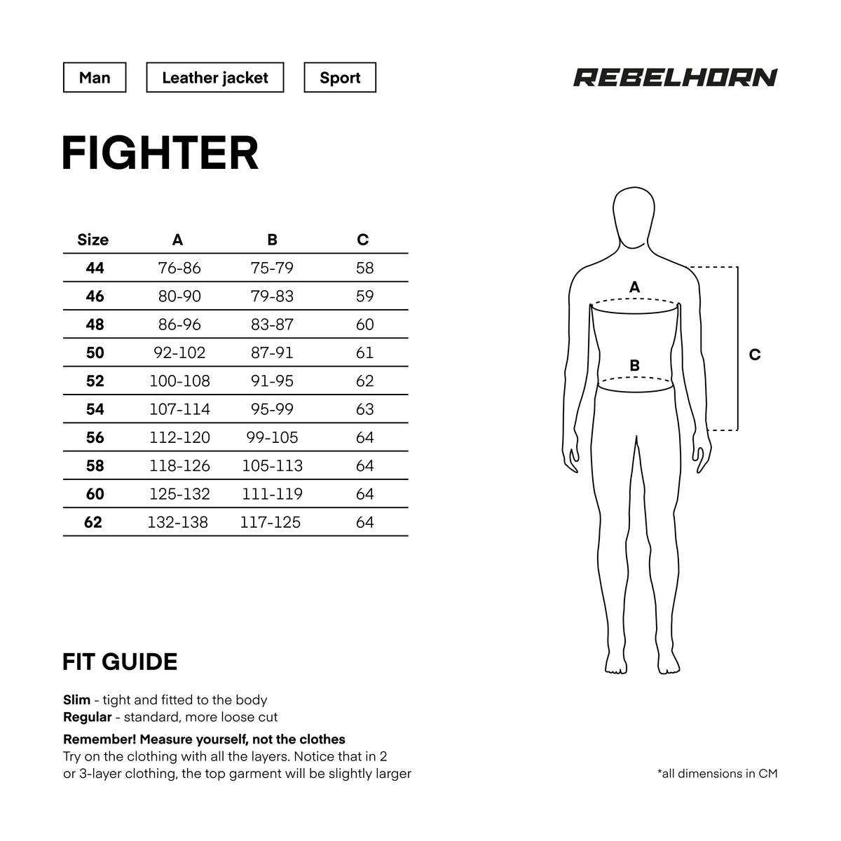 Rebelhorn Mc-Leather Jacket Fighter Black /Frip