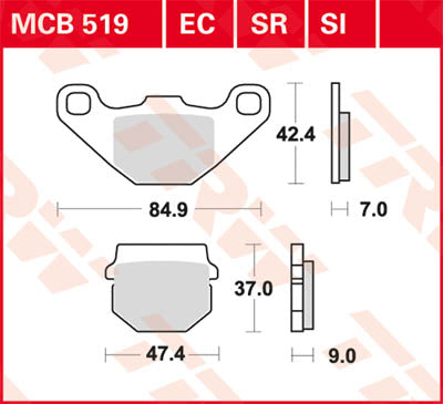 TRW спирачна подложка TRW MCB519SI MCB519SI