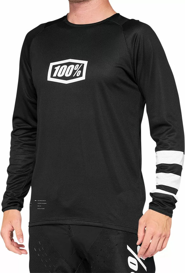 100% MTB Jrsy LS R-Core BK/WH S 40005-00010