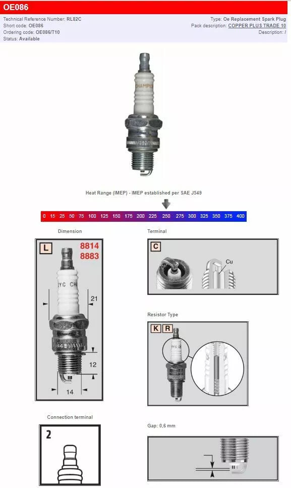 Шампион Шампион S-Plug RL82C OE086